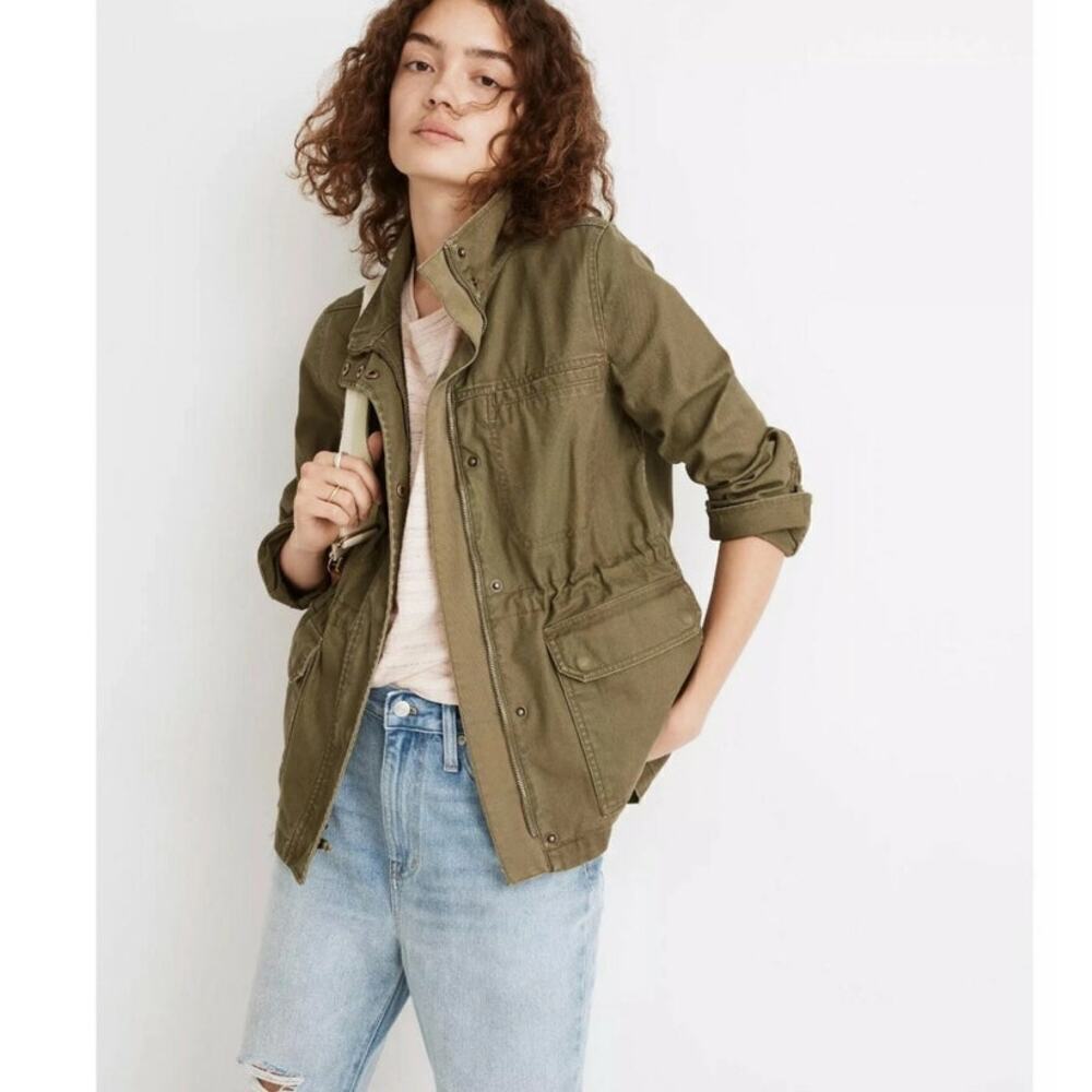 MADEWELL Cotton Utility Field Jacket Olive Green Military Style Women’s XS